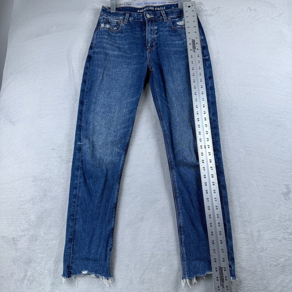 American Eagle Strigid Mom Jeans Womens 4 Regular Distressed Medium Wash Blue - Picture 11 of 12
